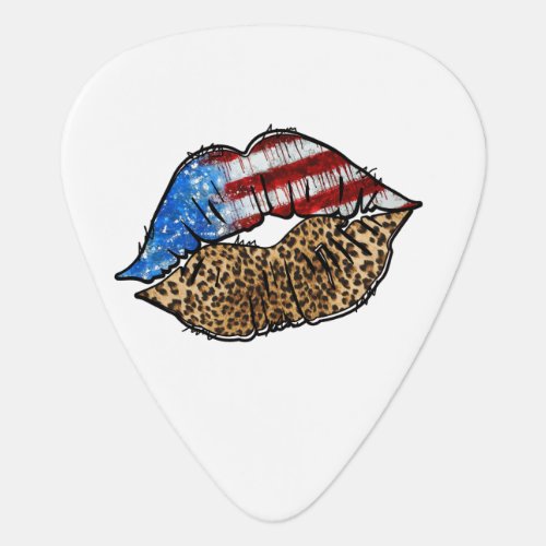America Flag Inspired Lips Guitar Pick
