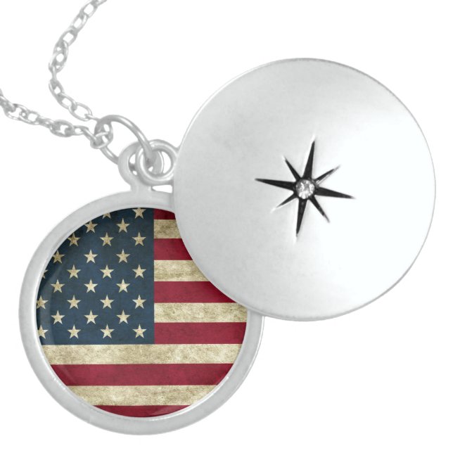 America Flag Locket Necklace (Front)