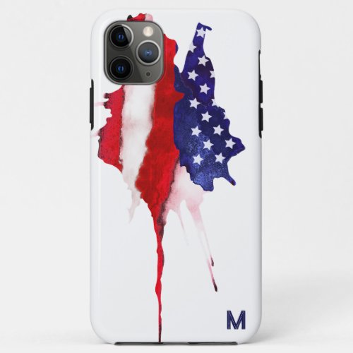  America Flag Old Glory Patriotic USA Monogram  iPhone 11 Pro Max Case