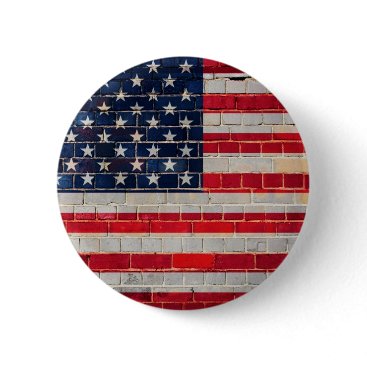America flag on a brick wall button America flag on a brick wall button