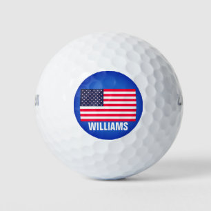 America Flag Patriotic USA Red and Blue Golf Balls
