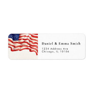 America Flag Patriotic USA Return Address Label