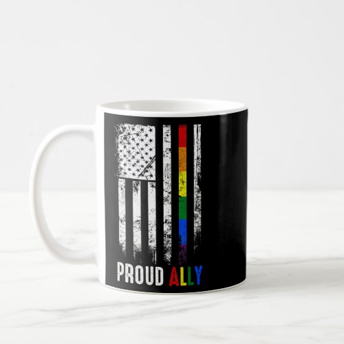 America Flag Rainbow Proud Ally Lgbtq Lgbt Pride M Coffee Mug