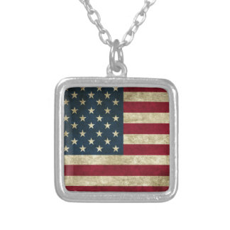 America Flag Silver Plated Necklace