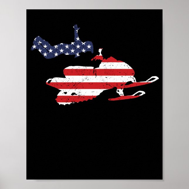 America flag snowmobile USA snow winter Poster (Front)