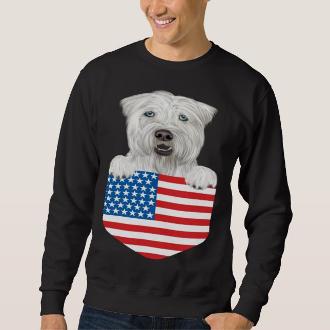 America Flag Soft Coated Wheaten Terrier Dog In Po Sweatshirt (Front)