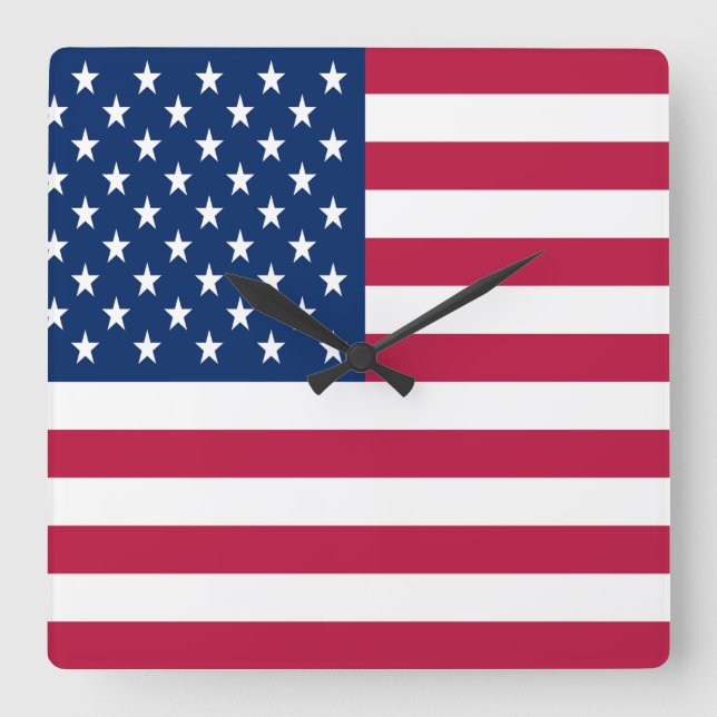America Flag  Square Wall Clock (Front)