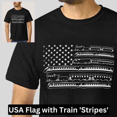 America Flag Stars and Train Stripes T_Shirt