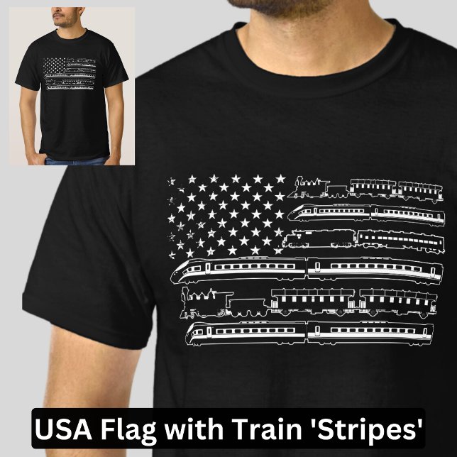 America Flag Stars and Train Stripes T-Shirt (Creator Uploaded)