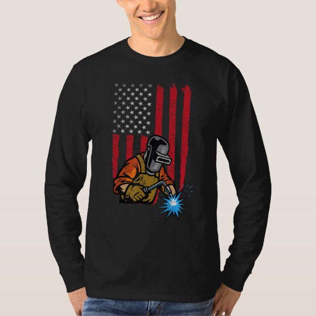 America Flag Welder Men   Welding Weld Welder T-Shirt (Front)