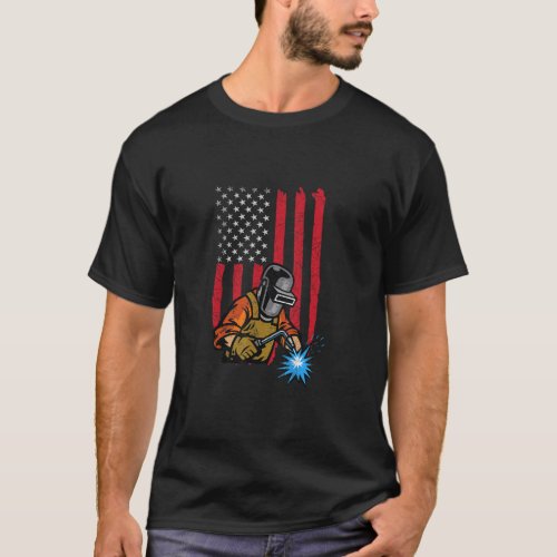 America Flag Welder Men   Welding Weld Welder  T_Shirt