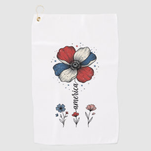 America Floral Patriotic Vintage Vector Design_1 Golf Towel