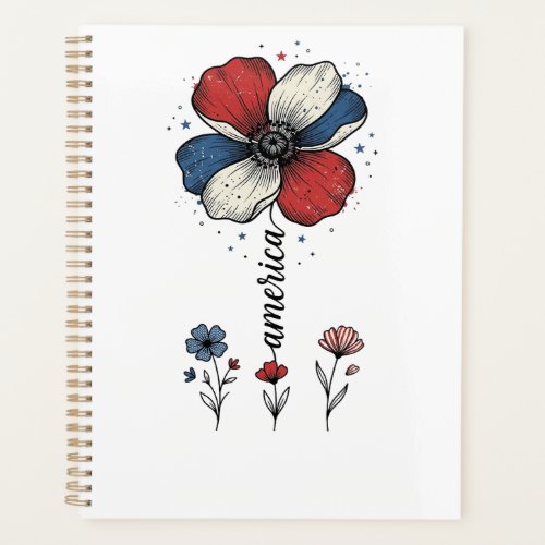 America Floral Patriotic Vintage Vector Design_1 Planner