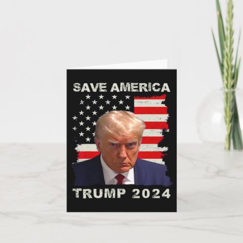 America Free Trump Mug Shot 2024 American Flag  Card