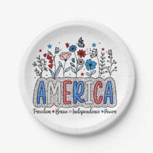 America Freedom Brave independence Power 4th July  Paper Plates