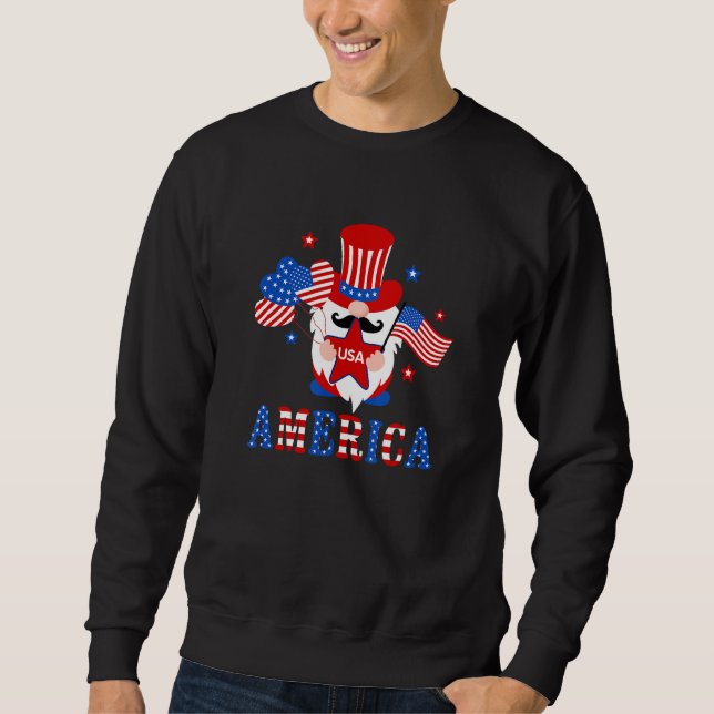 America Gnome American Flag 4th Of July Family Mat Sweatshirt (Front)