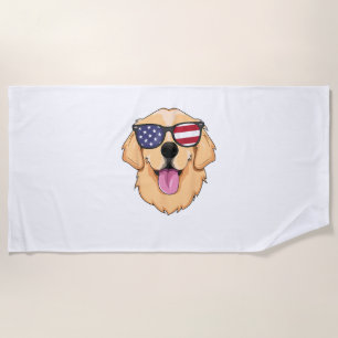 America Golden Retriever 4th of July for Men Boys Beach Towel