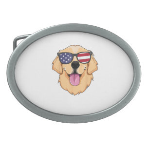 America Golden Retriever 4th of July for Men Boys Belt Buckle