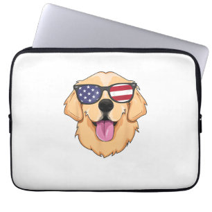 America Golden Retriever 4th of July for Men Boys Laptop Sleeve
