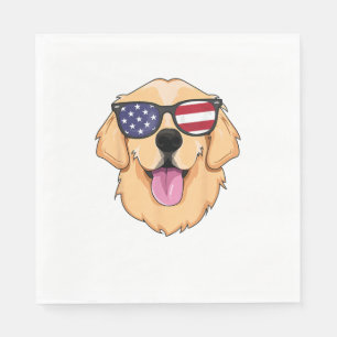 America Golden Retriever 4th of July for Men Boys Napkins