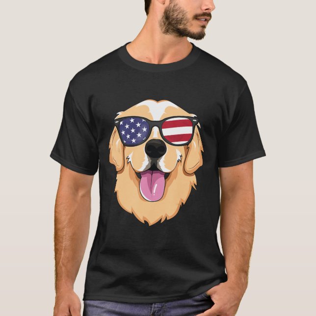America Golden Retriever 4th Of July For Men Boys T-Shirt (Front)