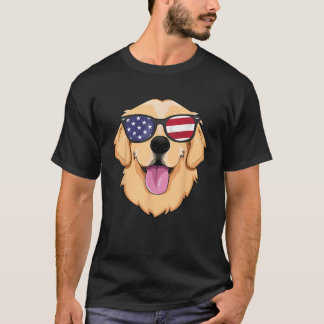 America Golden Retriever 4th of July  for Men Boys T-Shirt