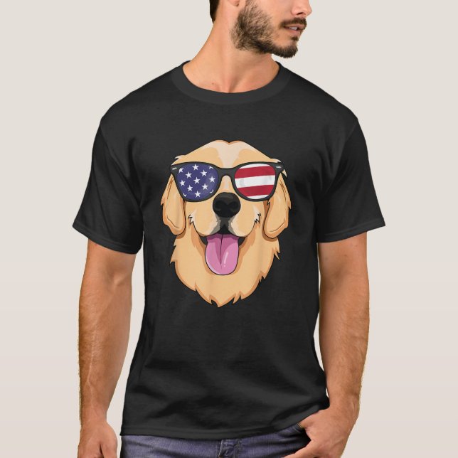 America Golden Retriever 4th of July  for Men Boys T-Shirt (Front)