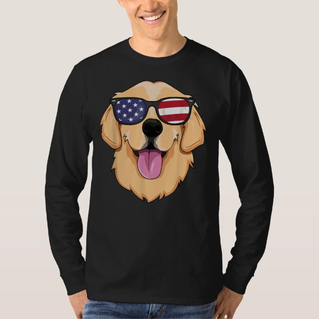 America Golden Retriever 4th Of July For Men Boys  T-Shirt (Front)