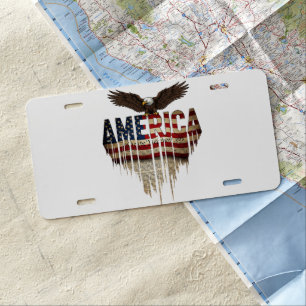 America grunge flag and eagle license plate