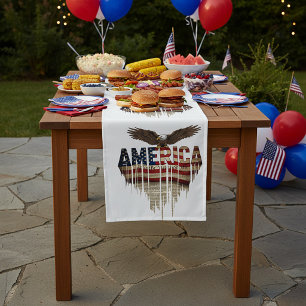 America grunge flag and eagle medium table runner