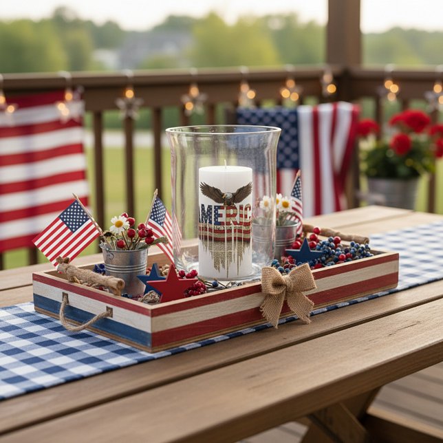 America grunge flag and eagle pillar candle (Creator Uploaded)