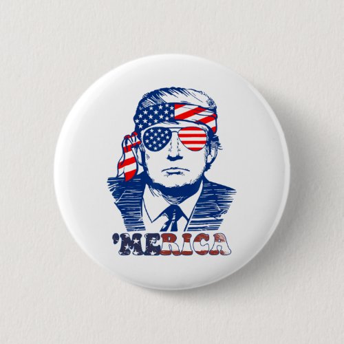 America Happy 4th Of July Trump American Flag  Button