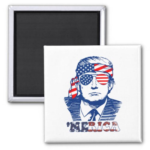 America Happy 4th Of July Trump American Flag  Magnet