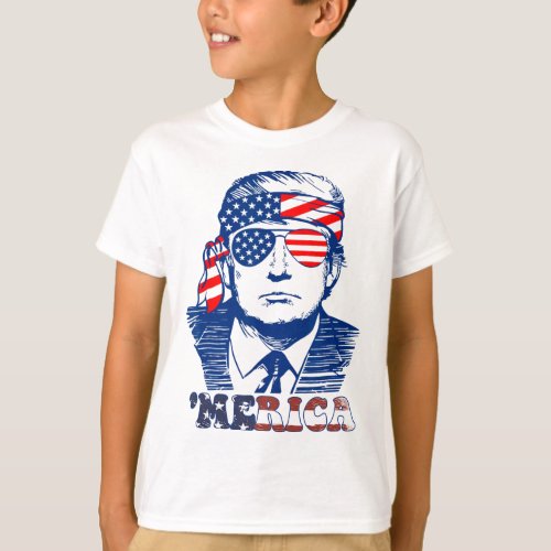 America Happy 4th Of July Trump American Flag  T_Shirt