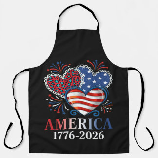 America Hearts 1776-2026 Patriotic Apron