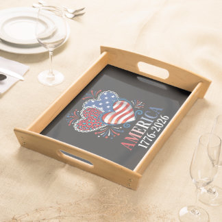 America Hearts 1776-2026 Patriotic Serving Tray