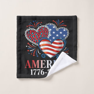 America Hearts 1776-2026 Patriotic Wash Cloth