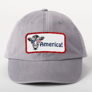 America! Hipster Cow in Sunglasses Iron On Patch