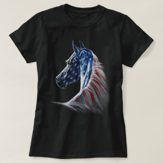 America Horses Patriotic Horse American Flag T-Shirt