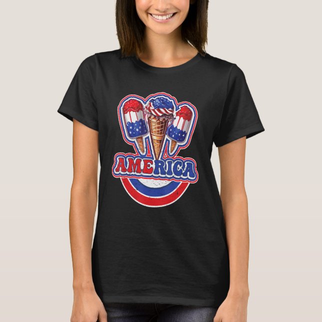 America Ice Cream 4th Of July T-Shirt (Front)