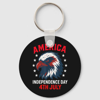 America Independence Day 4th July Freedom Keychain