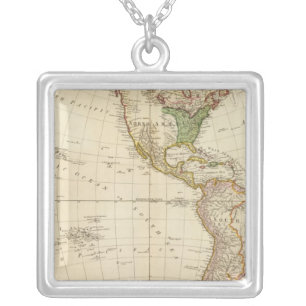 America - Indian Tribe Settlements Silver Plated Necklace