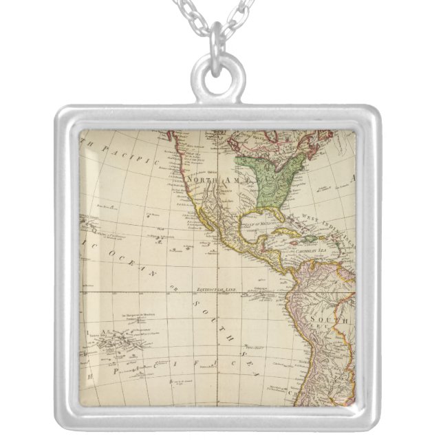 America - Indian Tribe Settlements Silver Plated Necklace (Front)