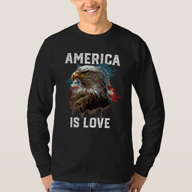 America Is Love American Bald Eagle 4th Of July Pa T-Shirt (Front)
