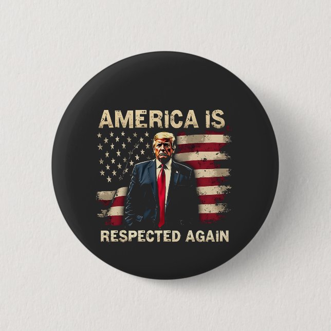 America is Respected Again Trump USA 4Th Of July Button (Front)
