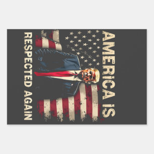 America is Respected Again Trump USA 4Th Of July Wrapping Paper Sheets
