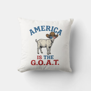 America Is The G.O.A.T Patriotic Goat Cowboy Shirt Throw Pillow