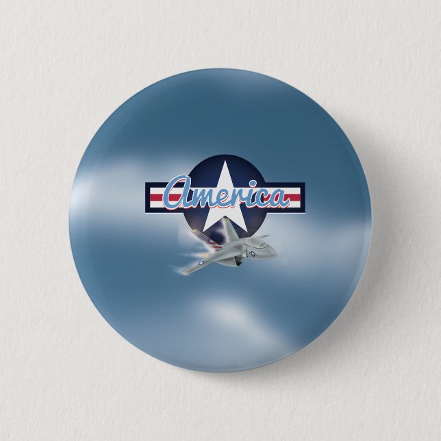 America Jet fighter Air Force Pinback Button (Front)