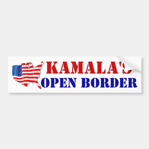 AMERICA KAMALAS OPEN BORDER USA Flag Bumper Sticker