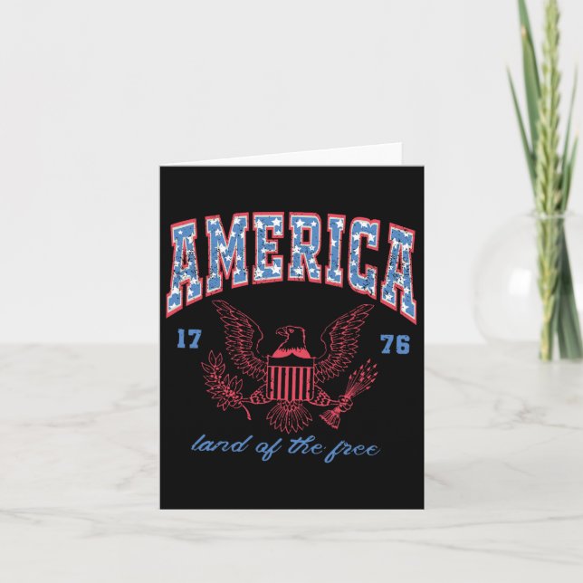 America Land Of The Free 1776 Eagle 4th Of July Wo Card (Front)